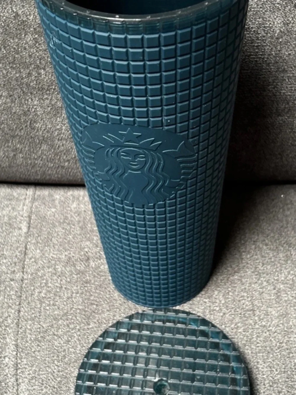 Starbucks Teal Textured Travel Tumbler with Raised Grid B1